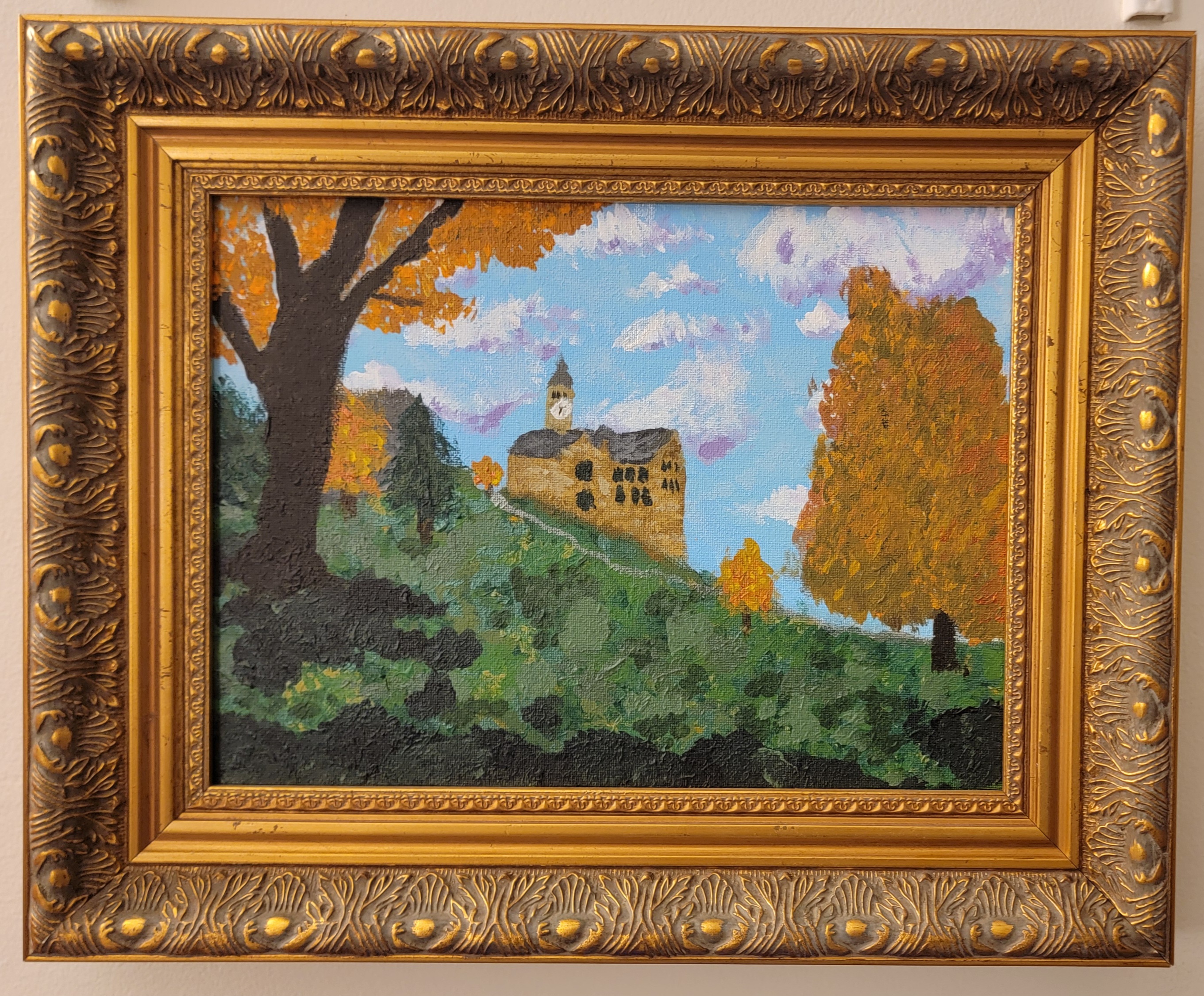 Painting of Libe Slope at Cornell from below